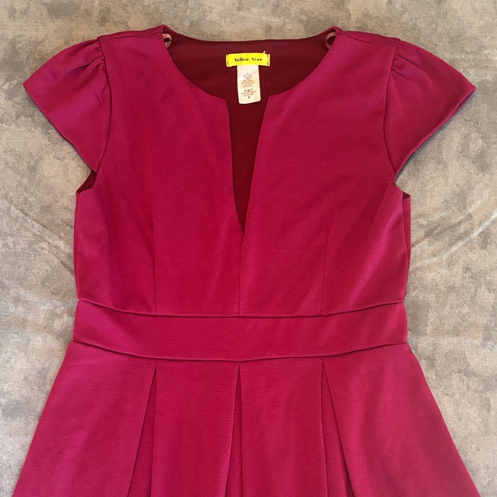 Stylish Burgundy Cap Sleeve Dress